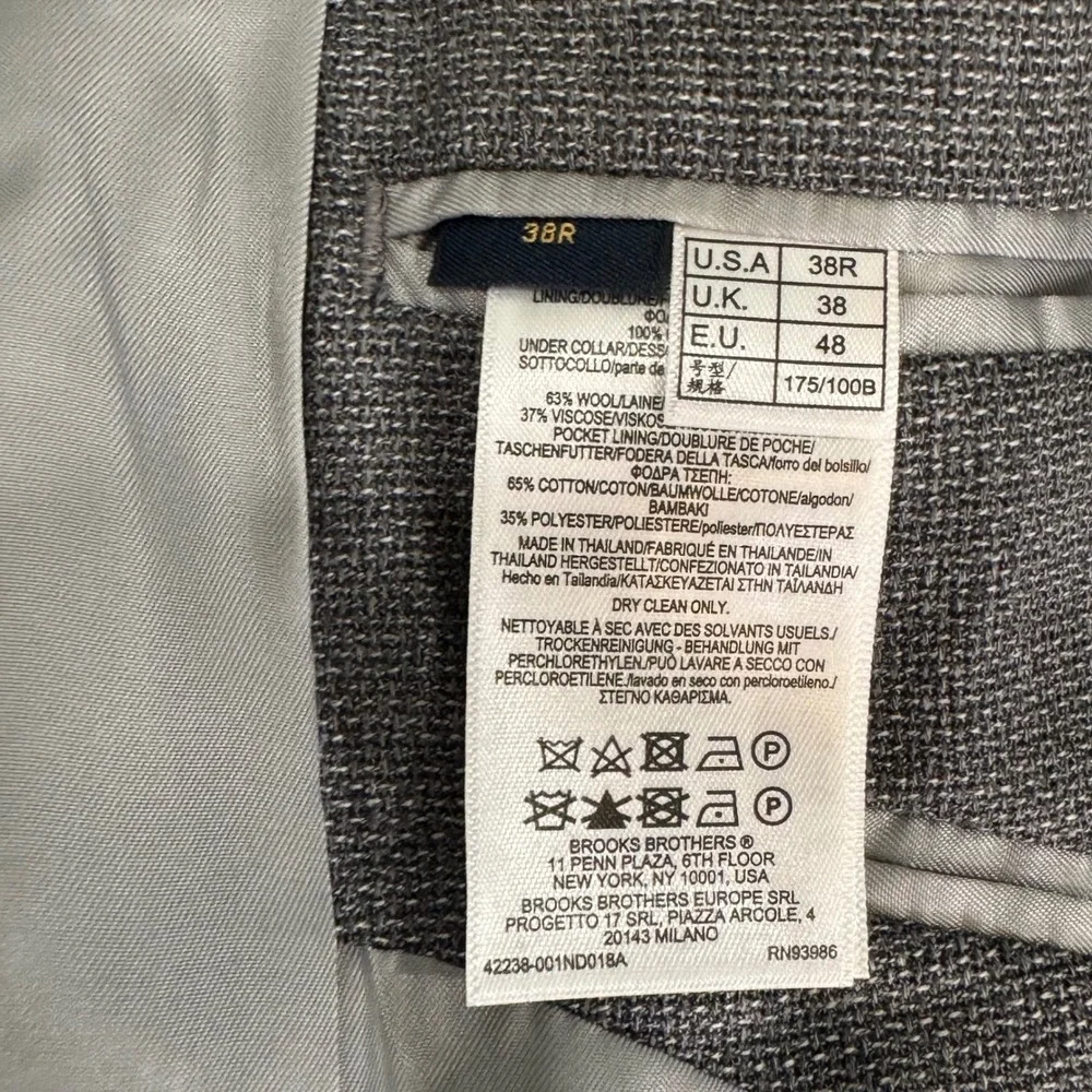 Brooks Brothers Vitale Barberis Canonico Gray Wool Blazer Sport Coat‎ 38R New